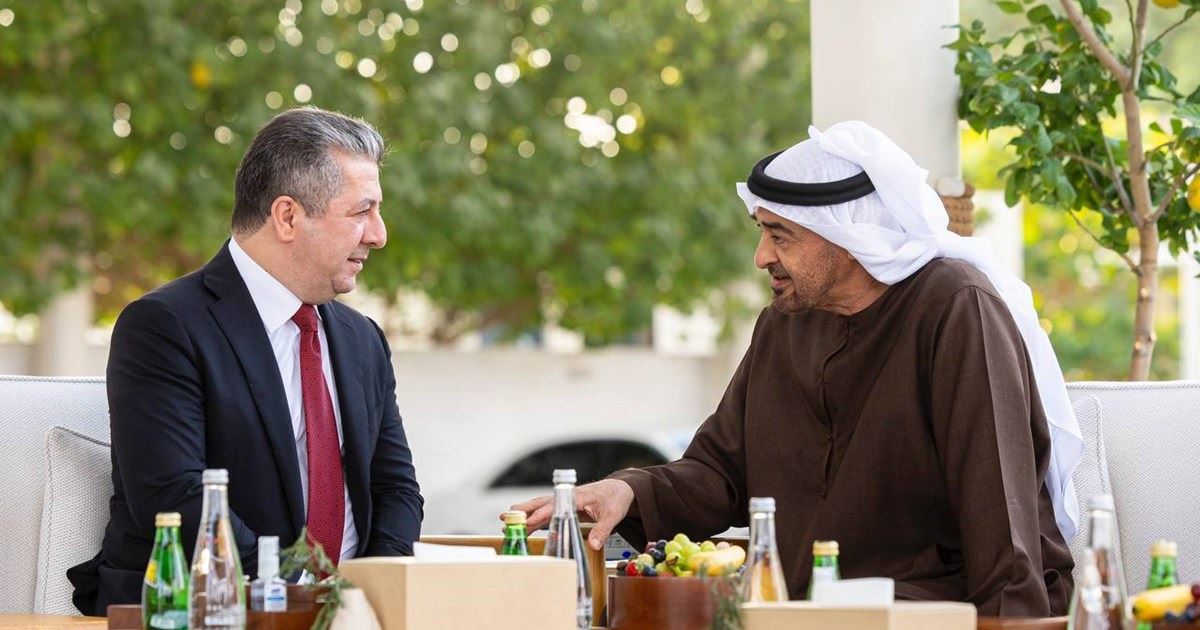 Mesrûr Barzanî bi Serokê Îmarata Erebî re civiya / Wêne: Hikûmeta Herêma Kurdistanê