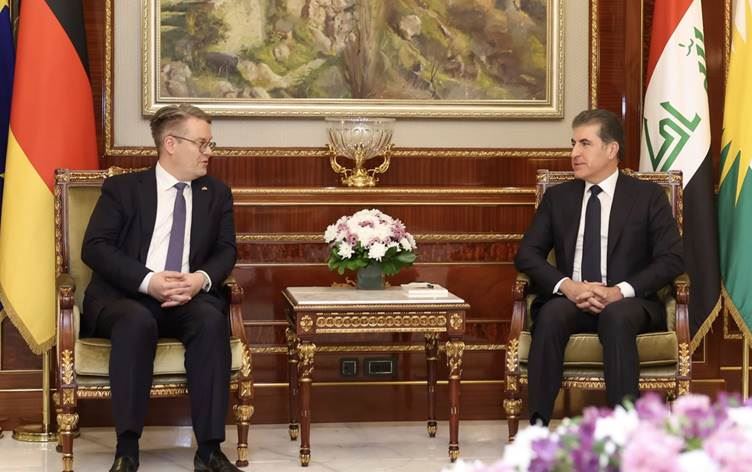 Tobias Lindner û Nêçîrvan Barzanî /Wêne: Serokatiya Herêma Kurdistanê 