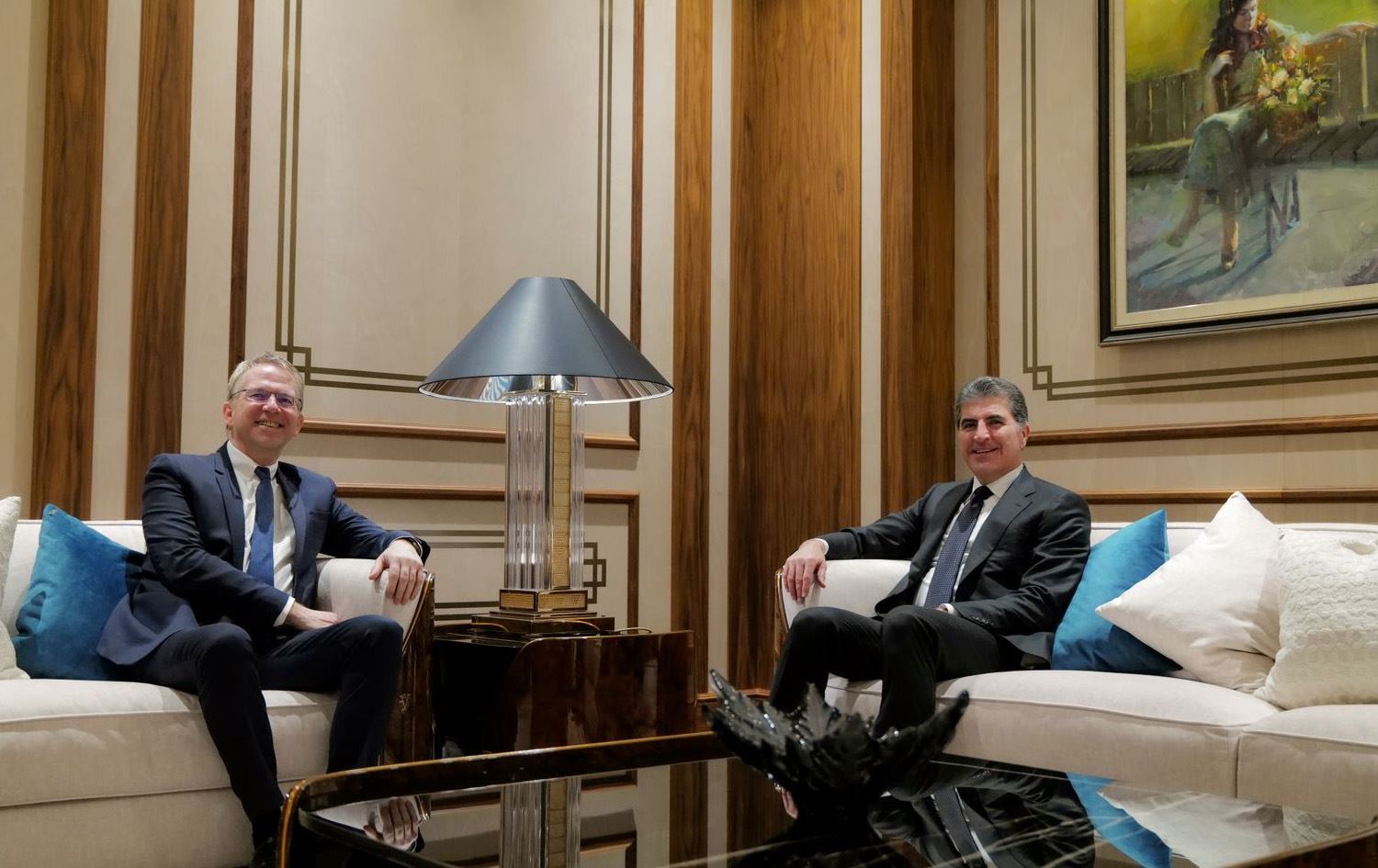 Başkan Neçirvan Barzani ile Fransa’nın Irak Büyükelçisi Durel'in görüşmesinden kare