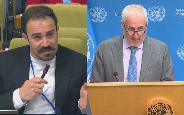 Sînan Tunçdemîr û Stephane Dujarric / Wêne: Rûdaw Grafîk