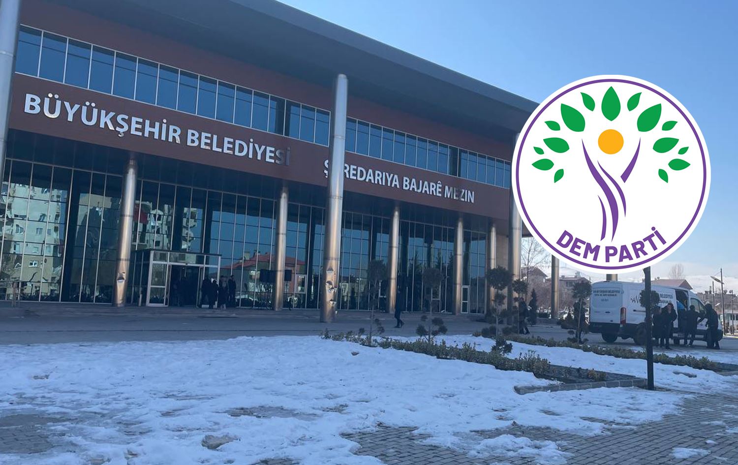 Şaredariya Wanê û logoya DEM Partiyê /Wêne: Rûdaw