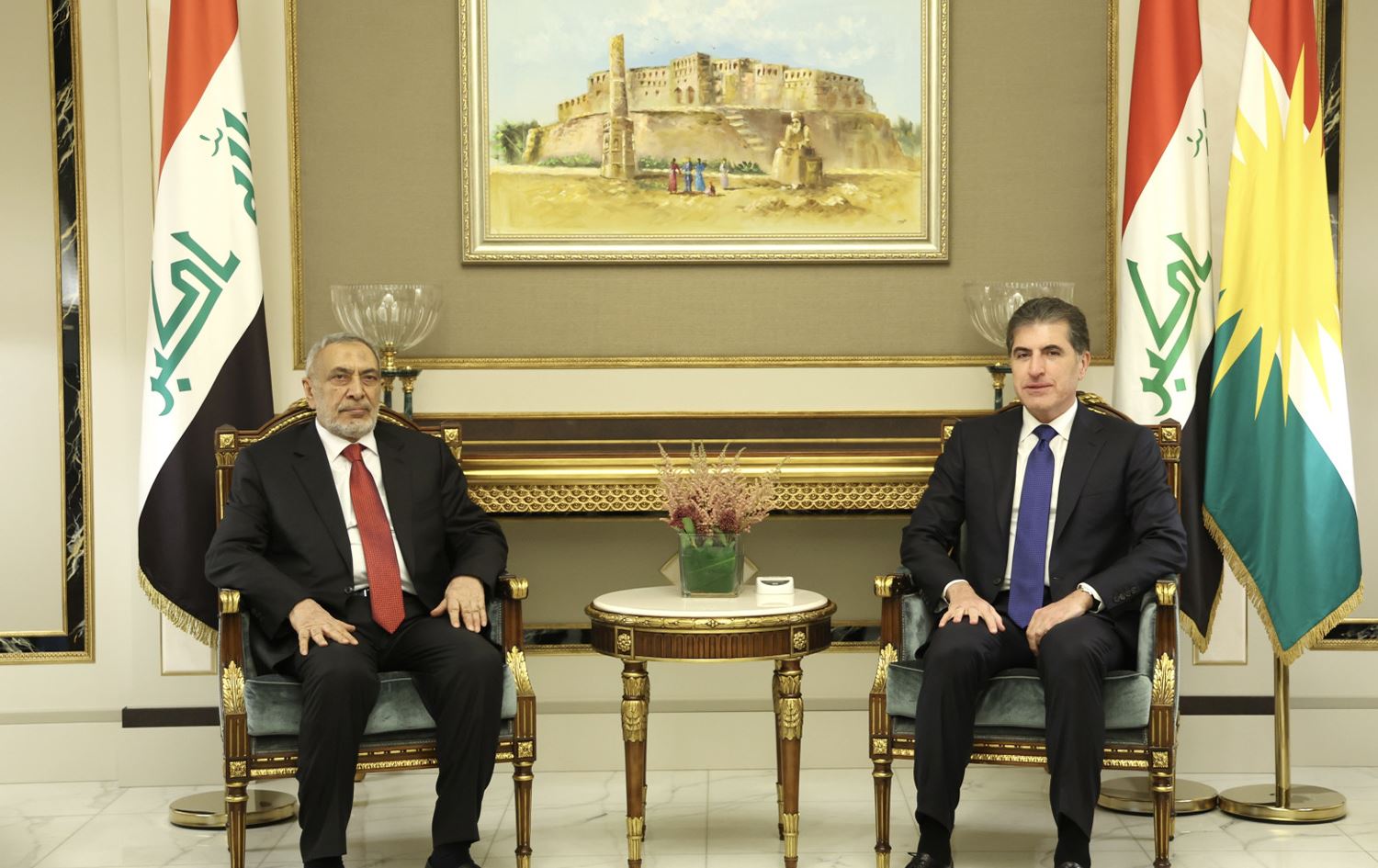 Başkan Neçirvan Barzani ve Irak Parlamento Başkanı El-Meşhedani   