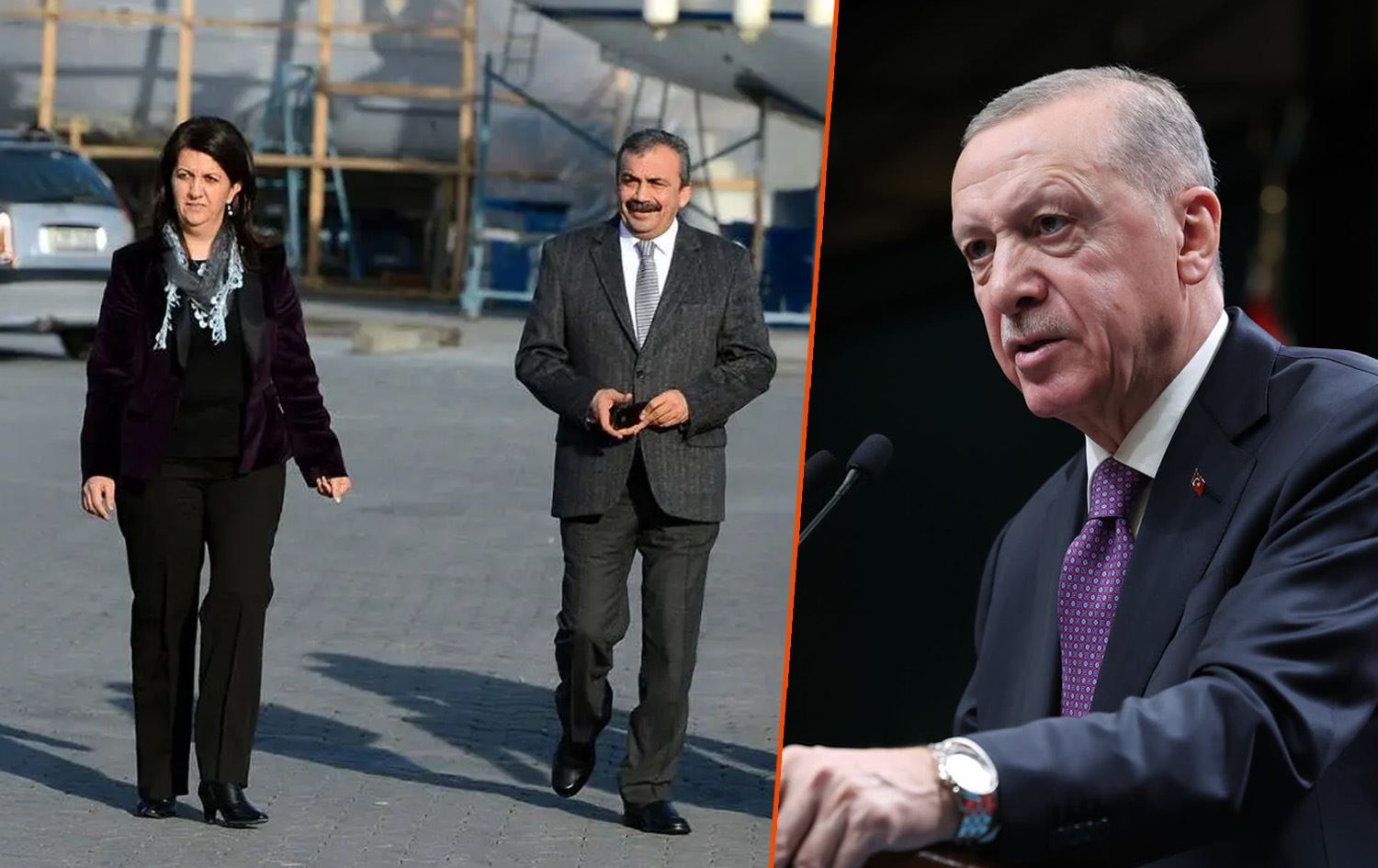 Erdogan û Heyeta DEM Partiyê / Wêne: Rûdaw Grafîk