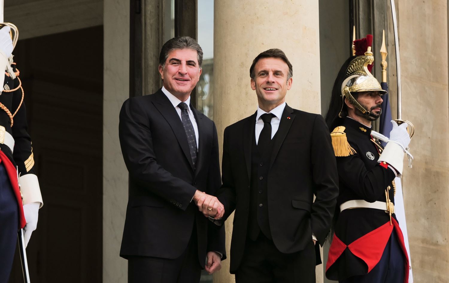 Kürdistan Bölgesi Başkanı Neçirvan Barzani ve Fransa Cumhurbaşkanı Emmanuel Macron