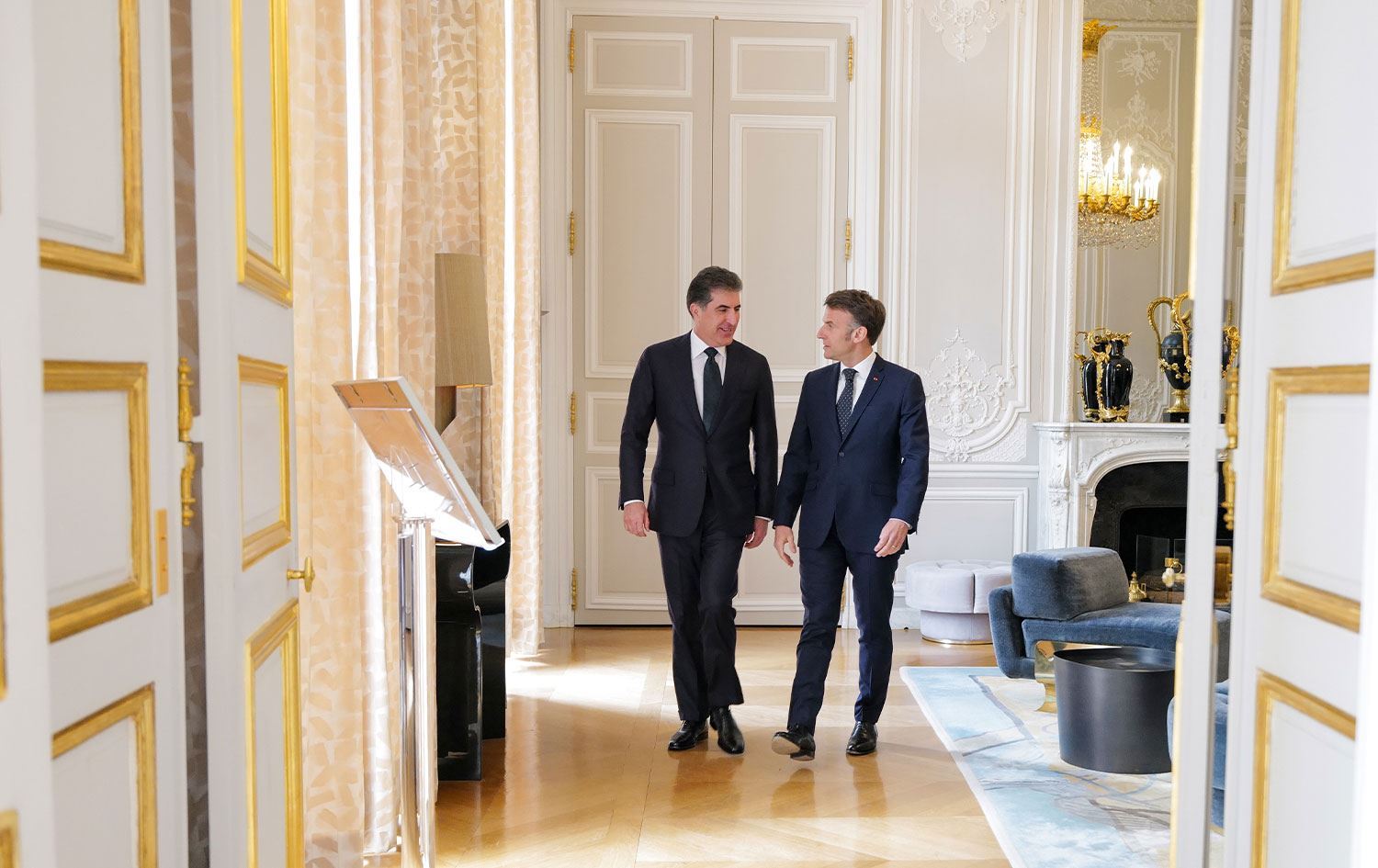 Neçirvan Barzani, Paris'te Emmanuel Macron ile bir araya geldi. / Foto: Rûdaw