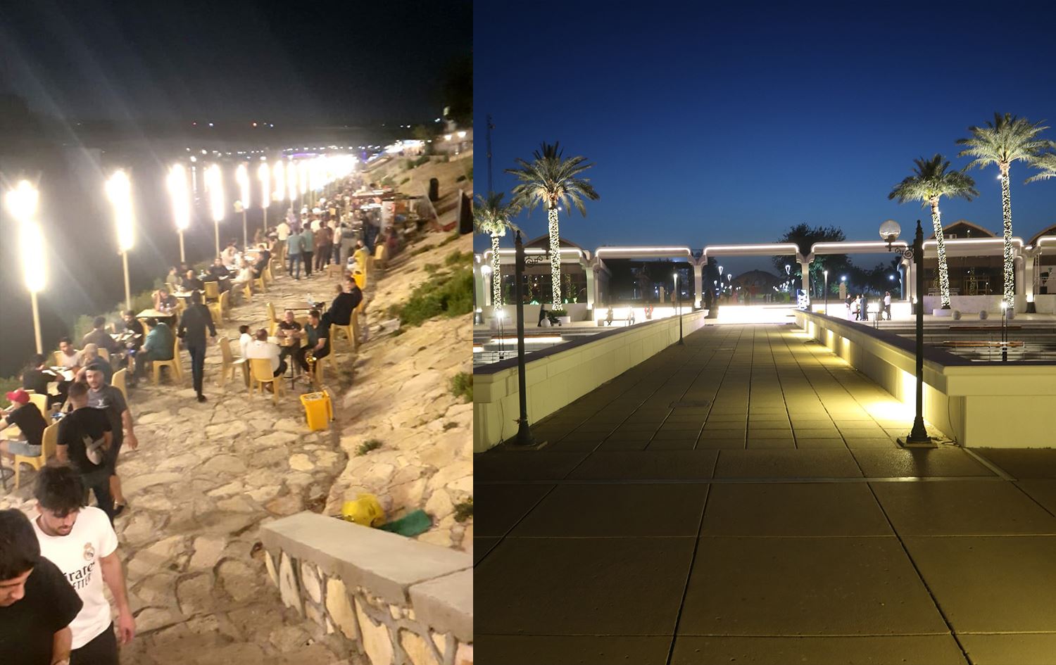 جزيرة بغداد  -  مقاهي شعبية بجانب الكرخ على ضفاف دجلة / تصوير مروان الفريح 