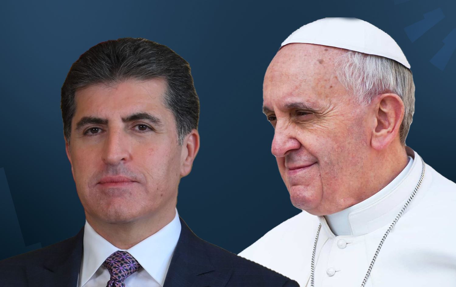 Papa Francis û Nêçîrvan Barzanî\ Wêne: Rûdaw Grafîk