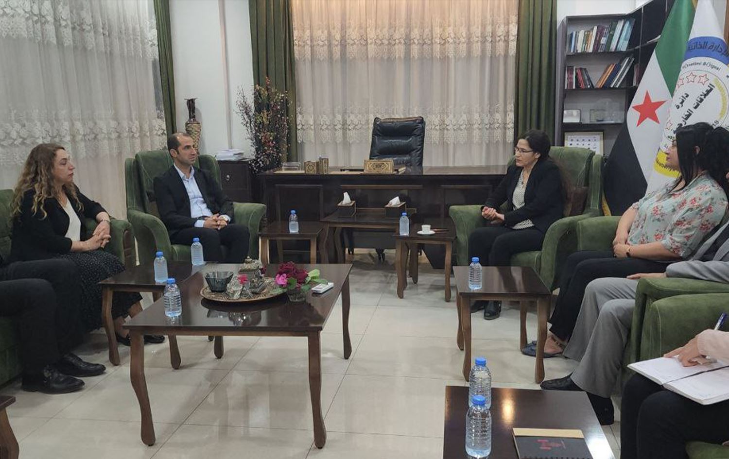 Dîmenê hevdîtina Îlham Ehmedê û Heyeta DEM Partiyê\ Wêne: DBP