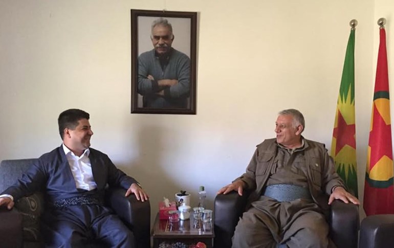 Lahur Talabany, leader of the People's Front (Baray Gal) (left) during a meeting with PKK commander Cemil Bayik (right). File photo: Lahur Talabany/Facebook