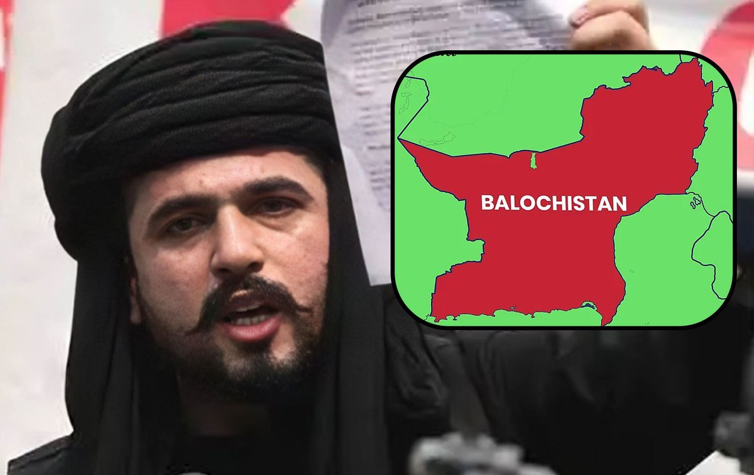 Mîr Yar Baloch û nexşeya Belûçistanê / Wêne: Tora civakî