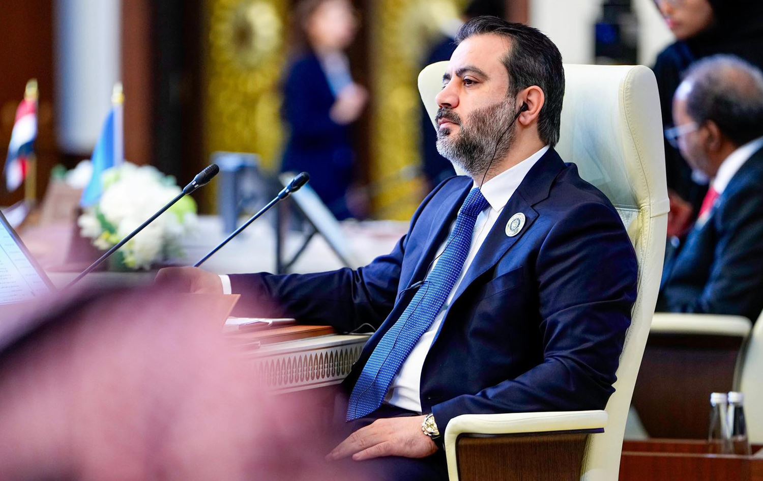 ئەسعەد شەیبانی، وەزیری دەرەوەی سووریا لە کۆمکاری عەرەبی لە بەغدا. وێنە: نووسینگەی سەرۆکوەزیرانی عێراق