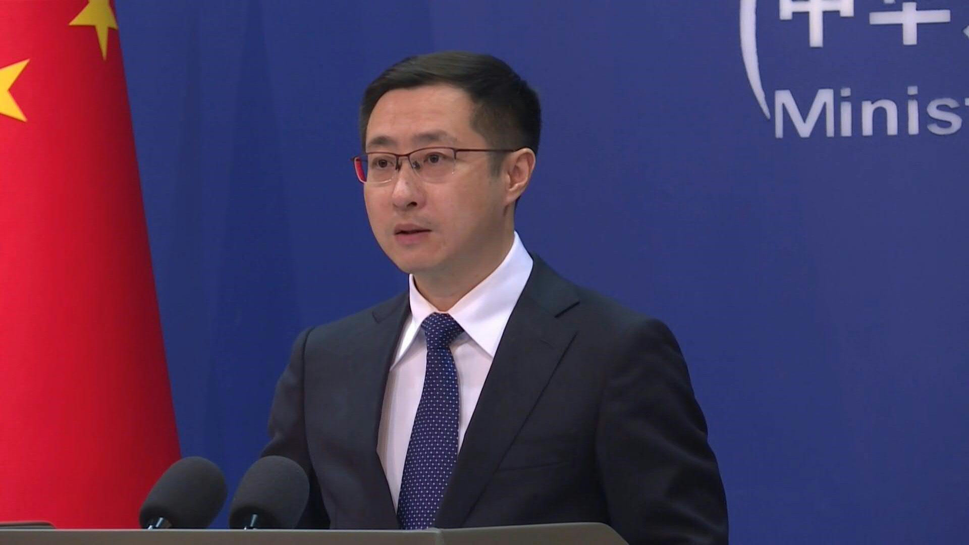 Chinese Foreign Ministry spokesperson Lin Jian speaking to reporters on June 13, 2025. Photo: AFP