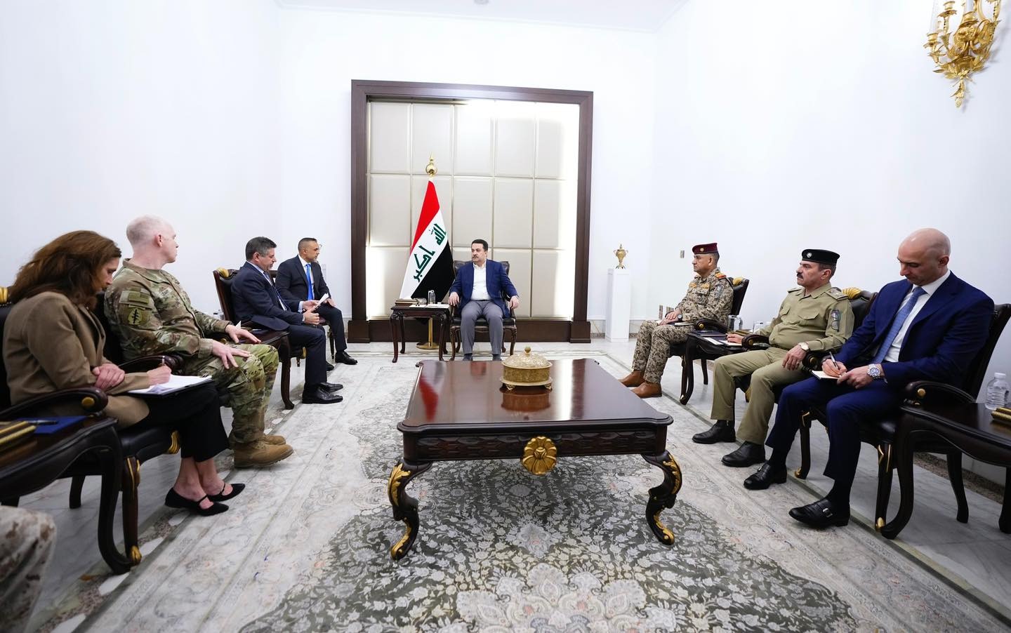 Iraqi PM Sudani's meeting with top US diplomat and anti-ISIS coalition's commander in Baghdad on June 13, 2025. Photo: Sudani's office.