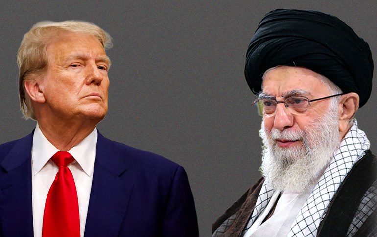 US President Donald Trump (left) and Iranian Supreme Leader Ayatollah Ali Khamenei (right). Graphic: Rudaw