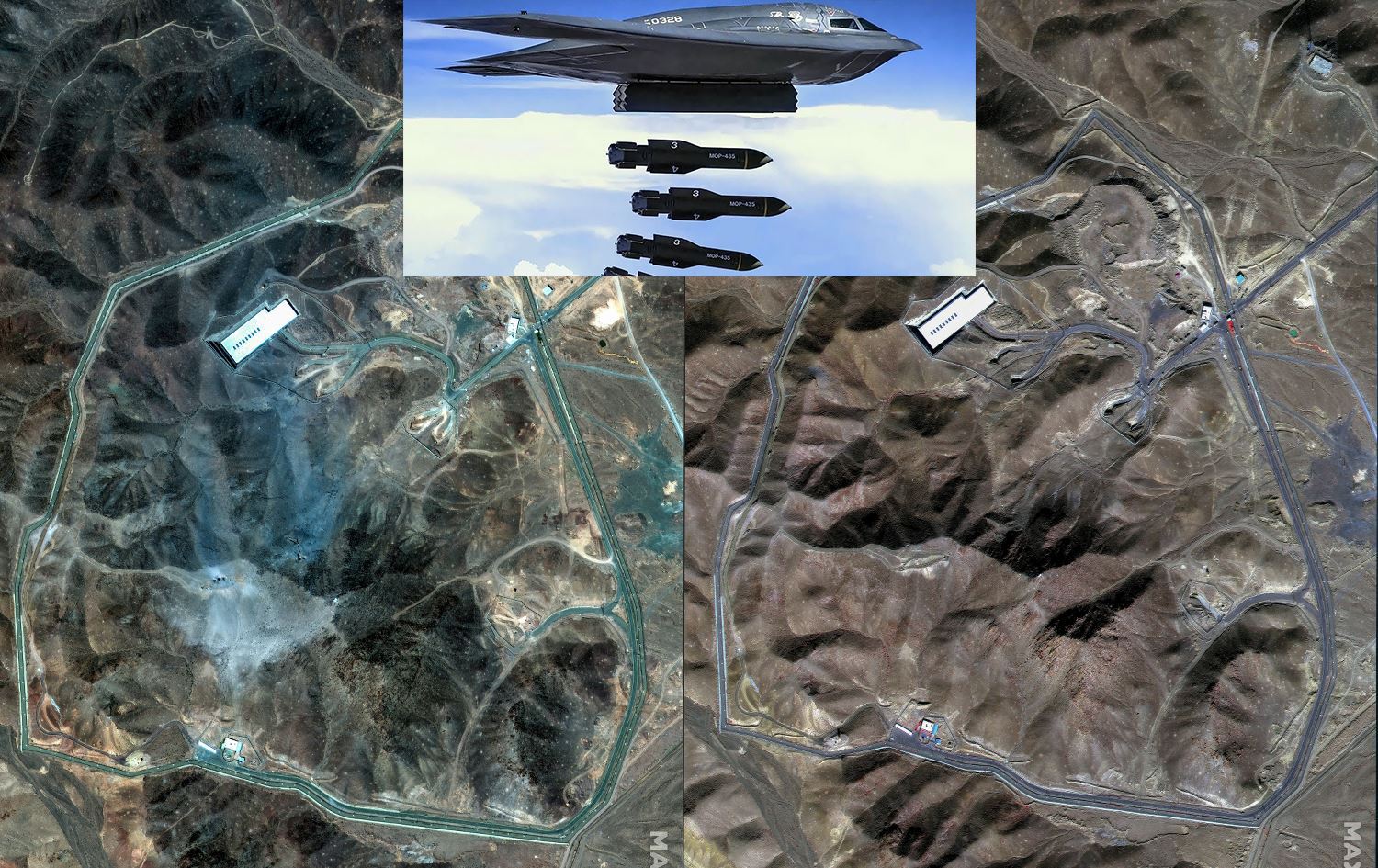 Tesîs nukleerî ya Fordoyê û balafira B-2 /Wêne: Ajans