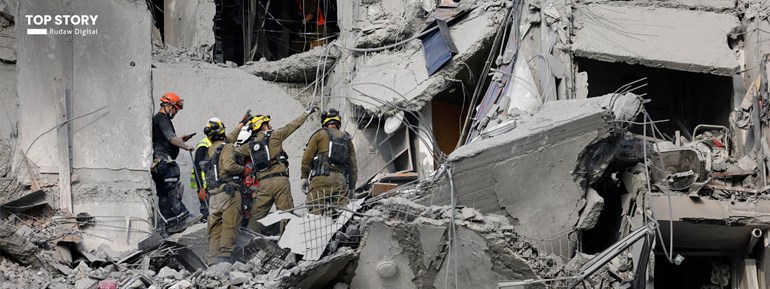 پاشماوەی بۆردوومانی ئێران لە بیرشیڤای ئیسرائیل. وێنە: AFP