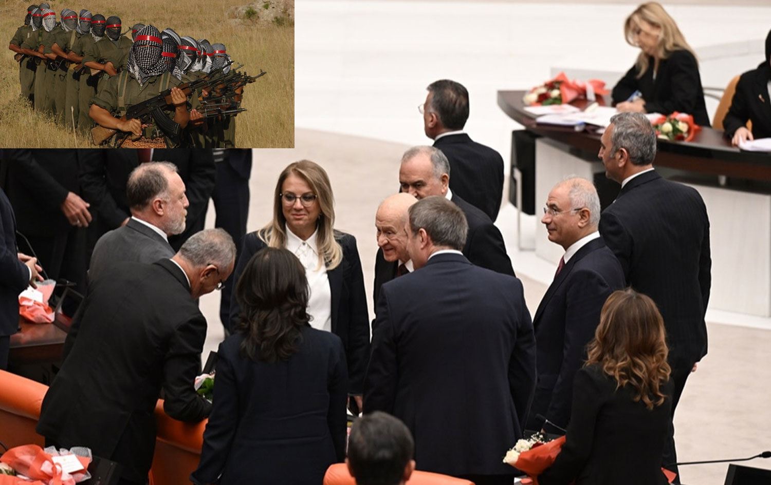 Bahçelî silav da DEM Partiyê û gerîla / Wêne: Rûdaw Grafîk