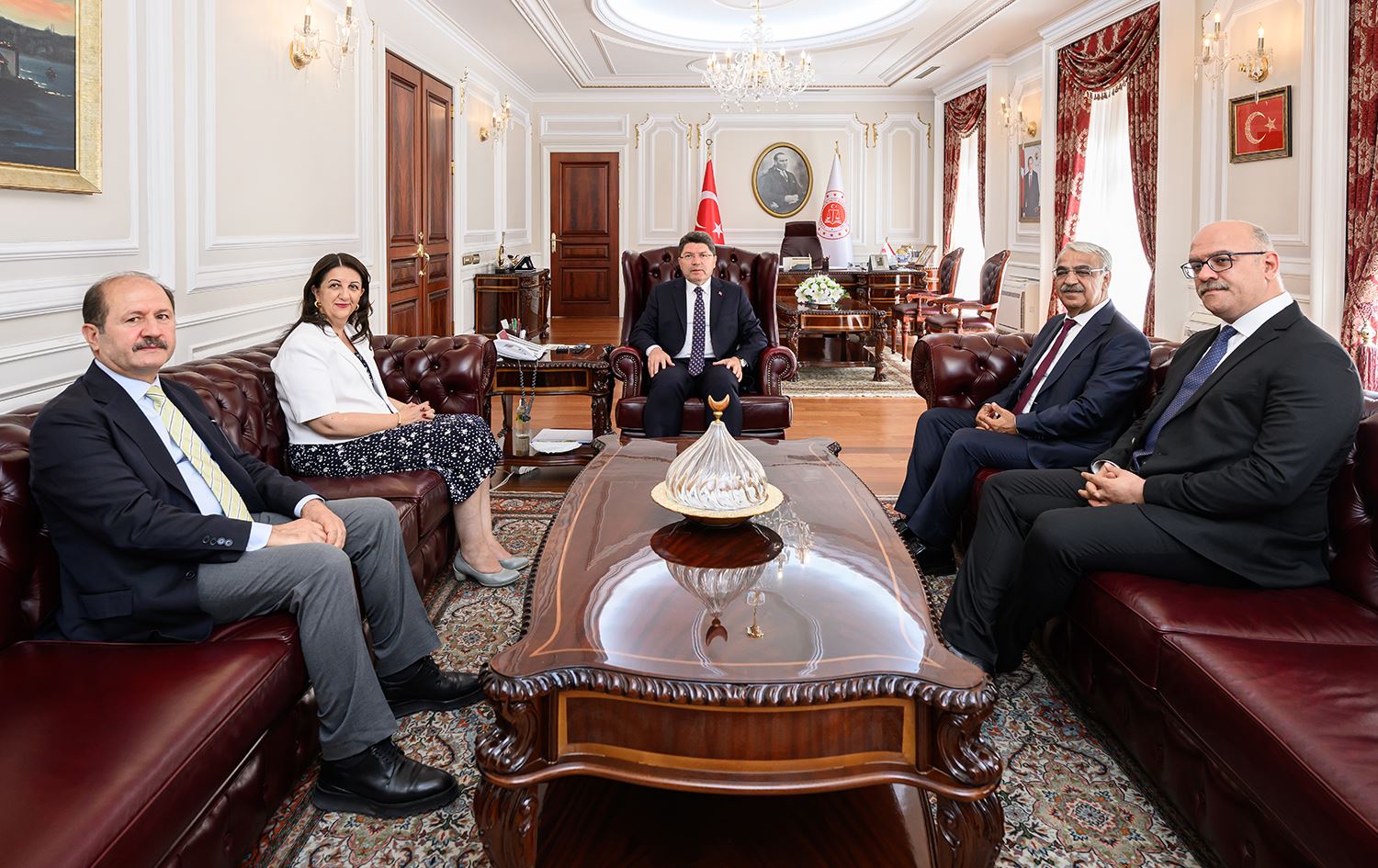 Hevdîtina Heyeta Îmraliyê ya bi Wezîrê Dadê re / Wêne: DEM Partî