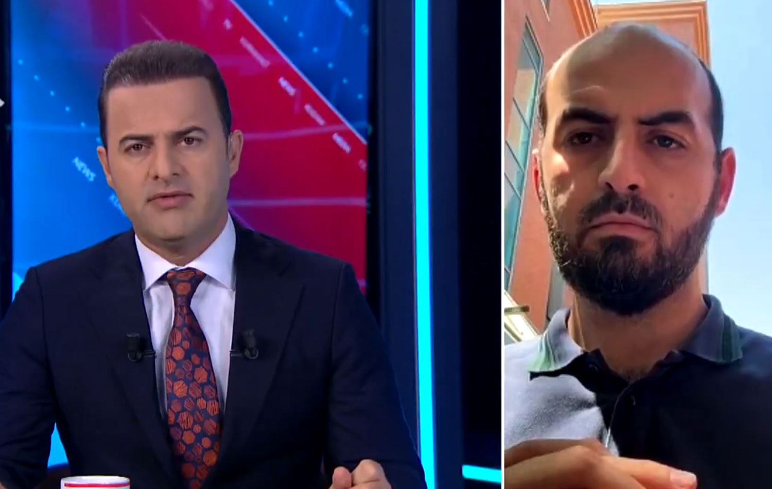  Artuklu Üniversitesi öğretim üyesi Dr. Mehmet Rakipoğlu (sağda), Rûdaw TV yayınına katıldı.