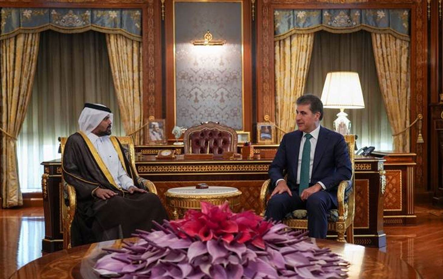 Nêçîrvan Barzanî û  Husên bin Elî El-Fezale / Wêne: Serokatiya Herêma Kurdistanê