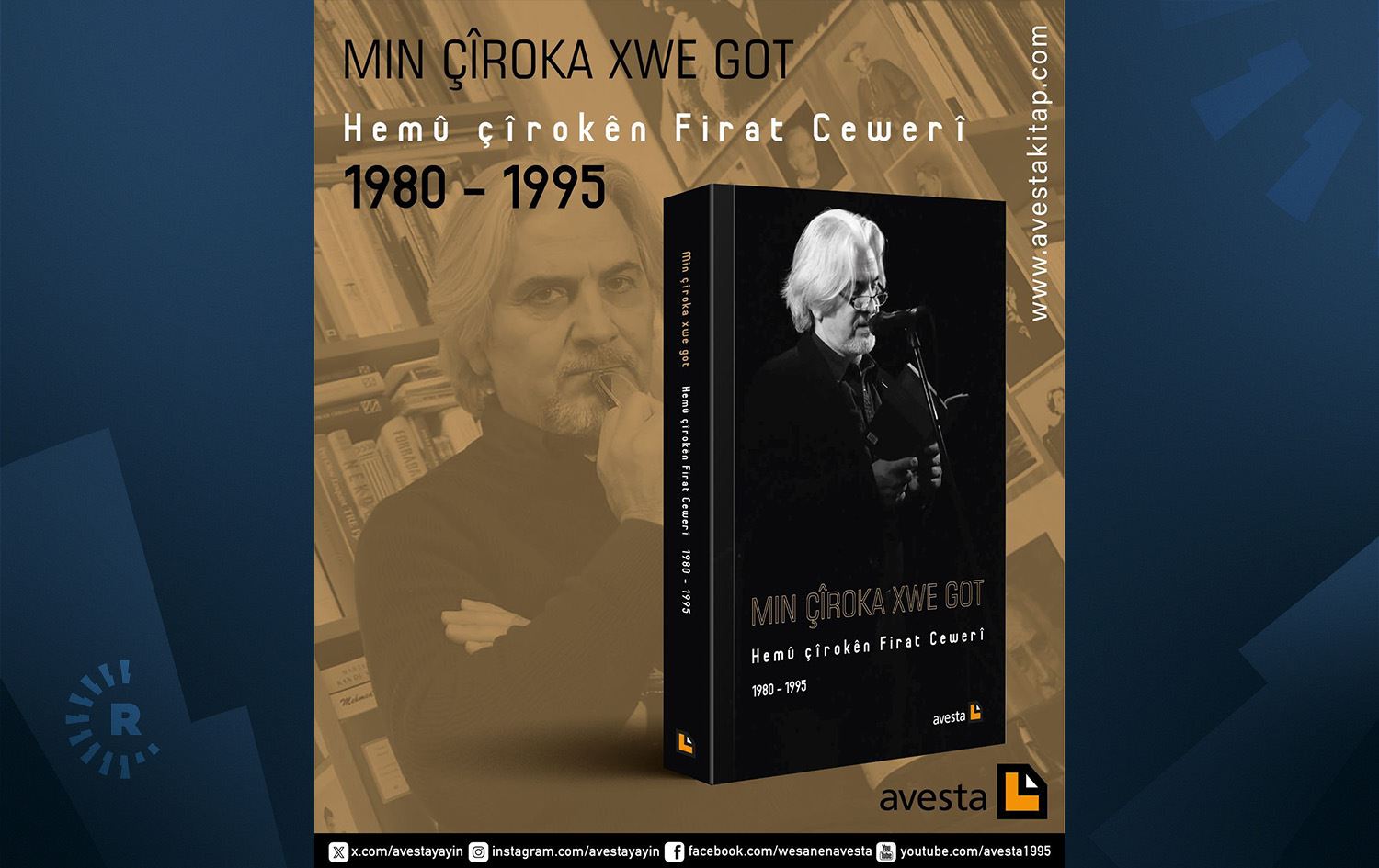 Hemû çîrokên Firat Cewerî di pirtûkekê de ne: ‘Min Çîroka Xwe Got’ / Wêne: Rûdaw Grafîk