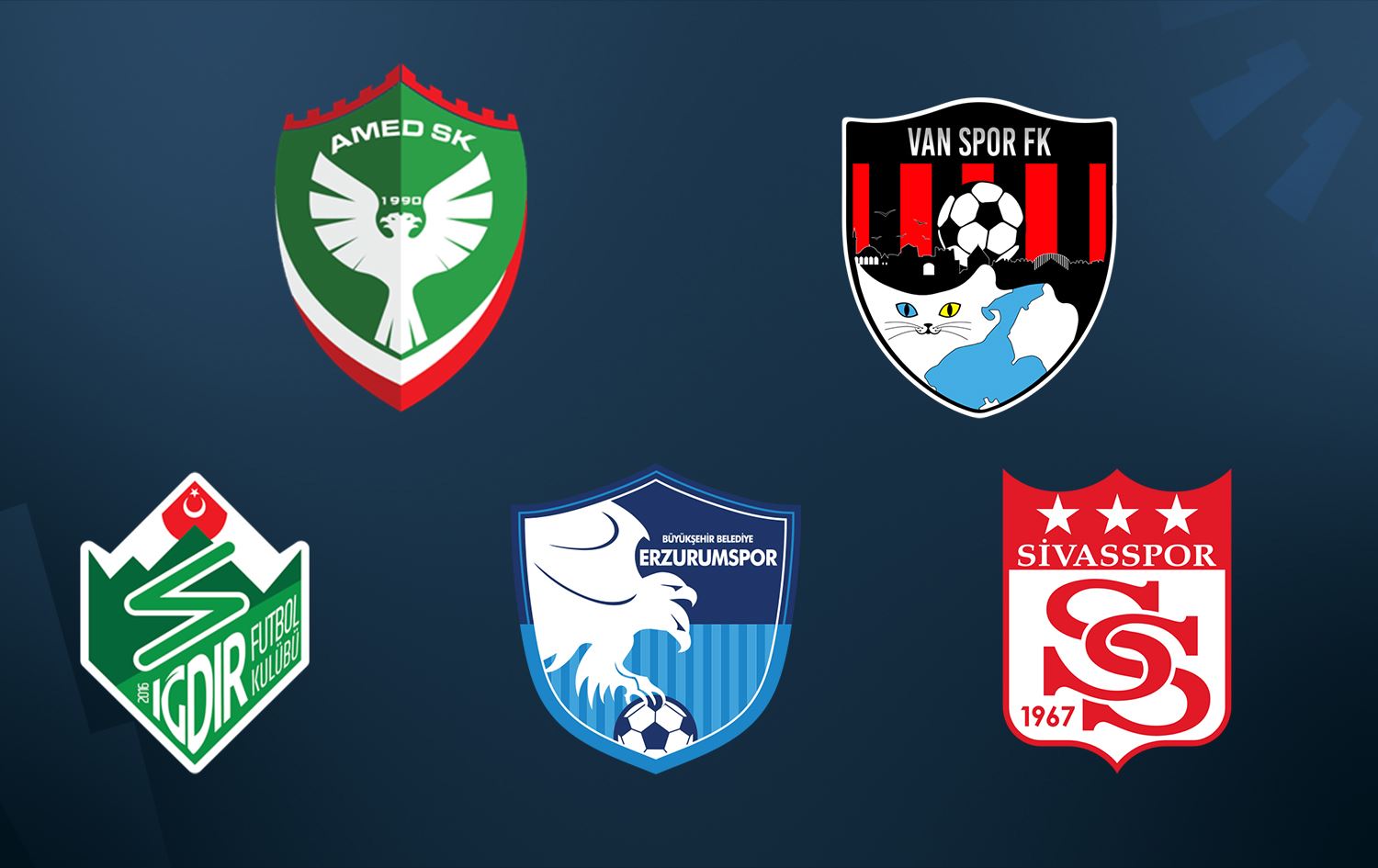 Logoyên Amedspor, Vanspor ve Igdirspor, Erzurumspor û Siavassporê /Wêne: Rûdaw Grafîk