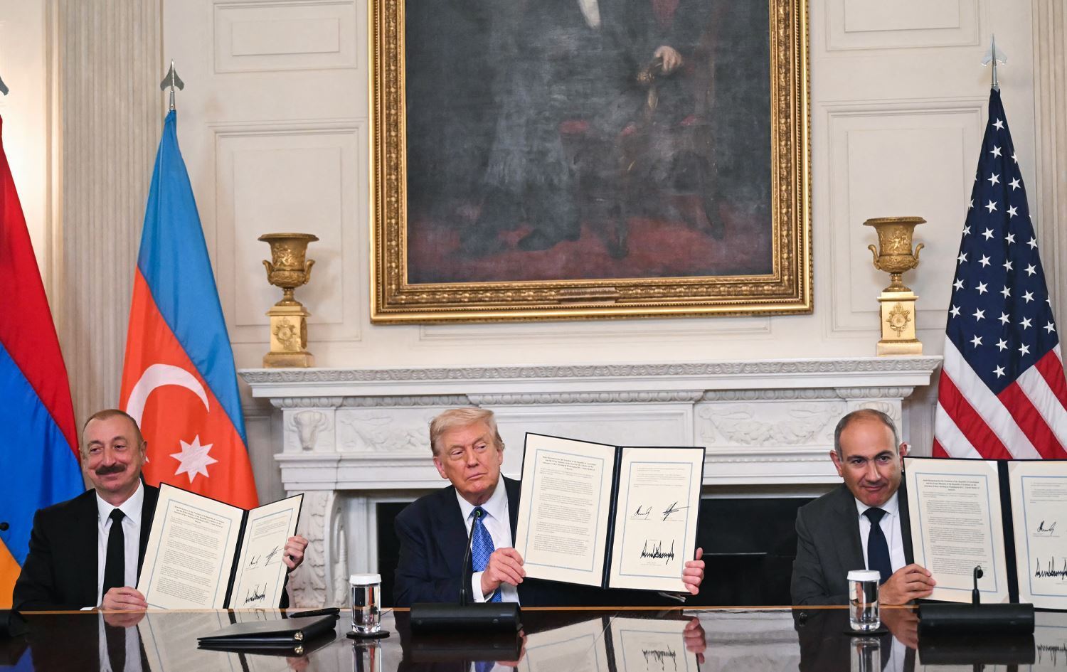 Îlham Aliyev, Donald Trump û Nikol Pashinyan /Wêne: AFP