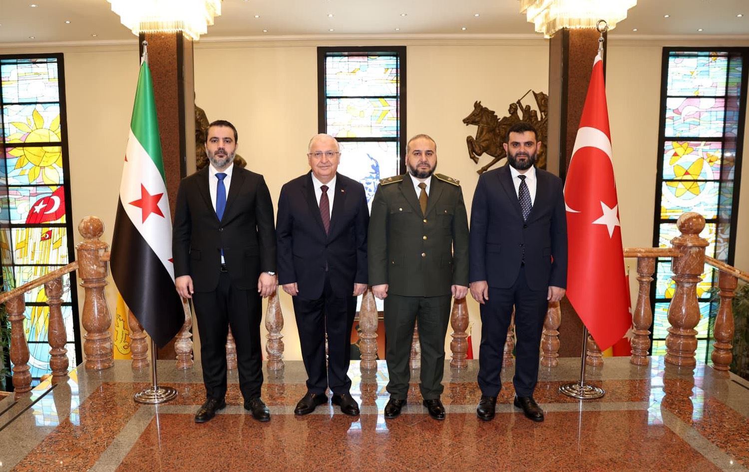 Heyeta Sûriyeyê û Wezîrê Parastinê yê Tirkiyeyê / Wêne: AA