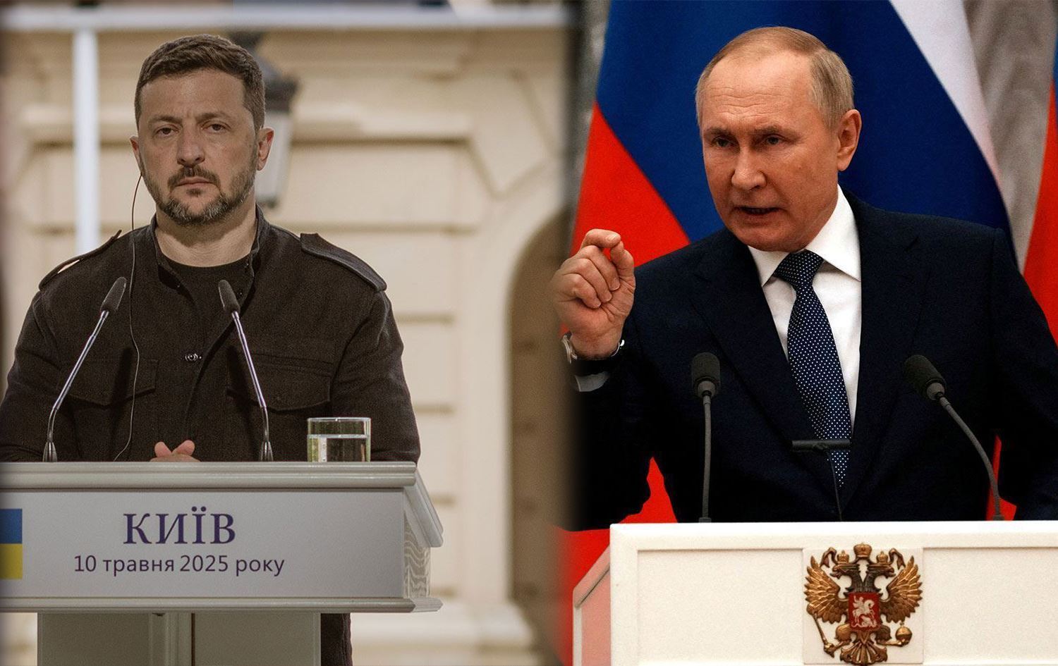 Ukrayna Devlet Başkanı Volodimir Zelenskiy ve Rusta Devlet Başkanı Putin 