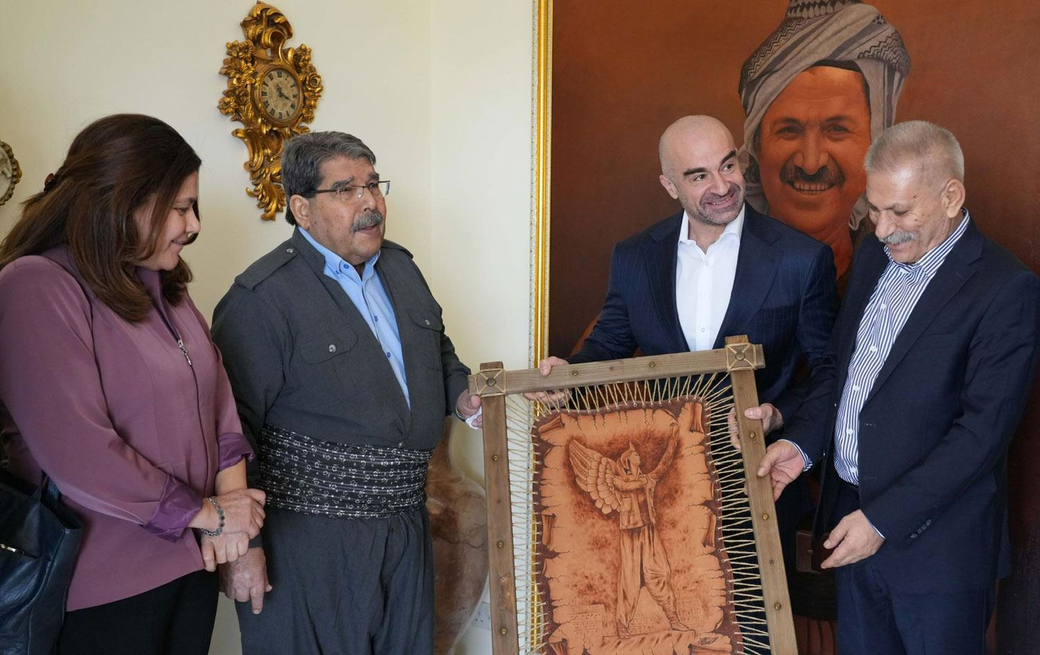 Foza Yûsif, Salih Mislim, Bafil Talebanî û Xerîb Hiso (Ji milê çepê ve) - Wêne:  Bafel Jalal Talabani-Facebook