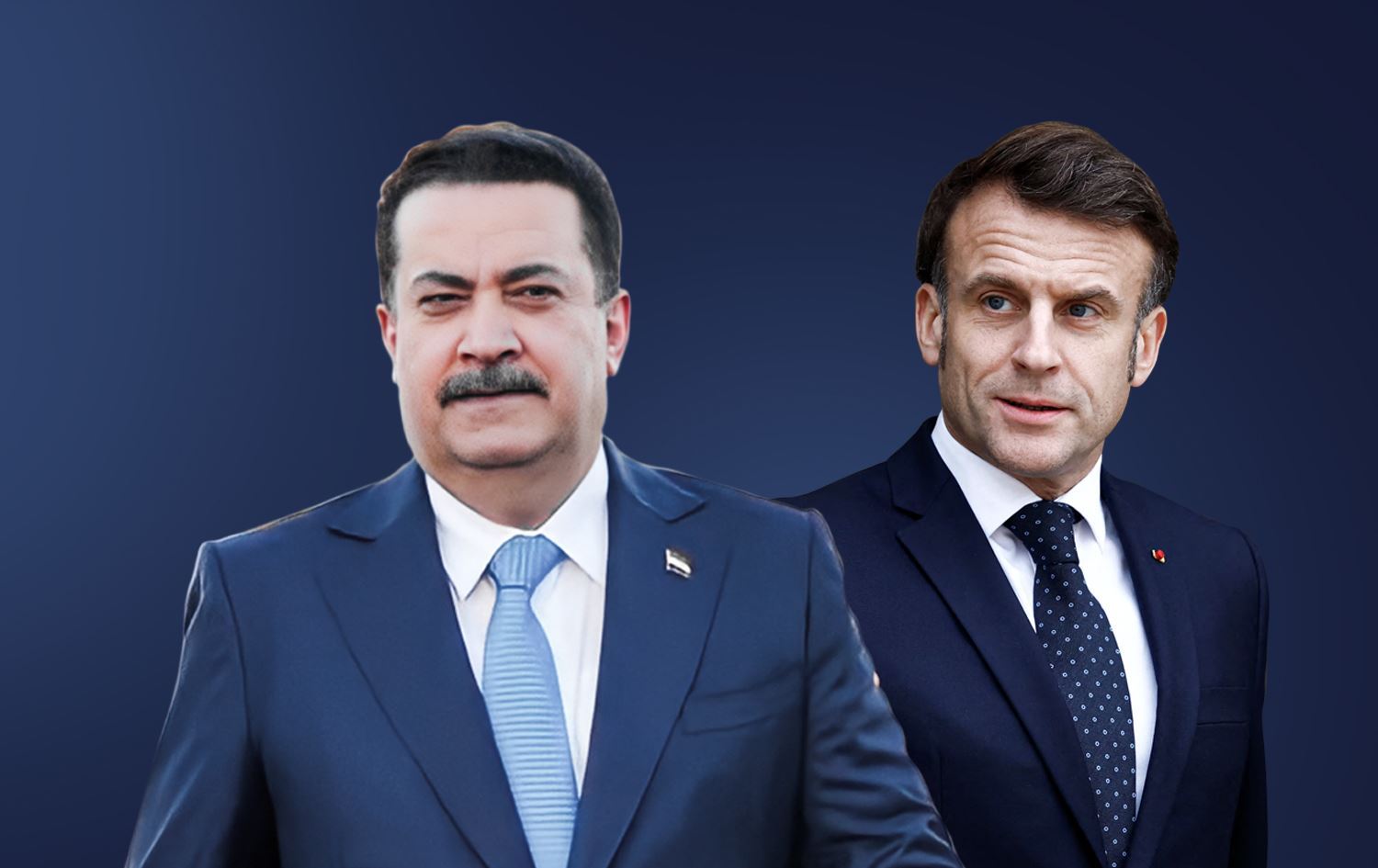 Irak Başbakanı Muhammed Şiya Sudani ve Fransa Cumhurbaşkanı Emmanuel Macron