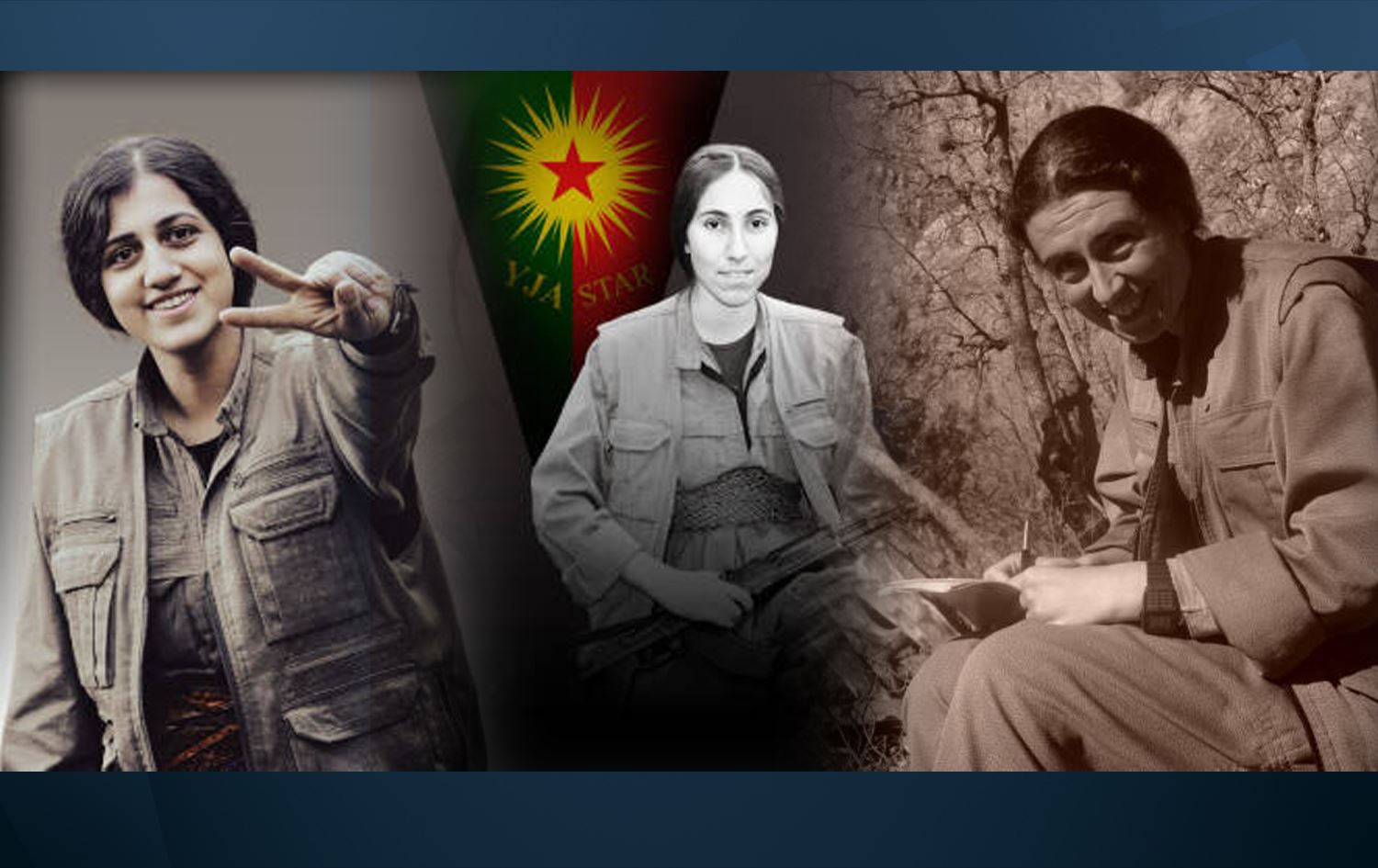 Ji aliyê çepê ve Ekîn Amara Toldar, Zîn Zagros û Emîne Erciyes / Wêne: HPG-Rûdaw
