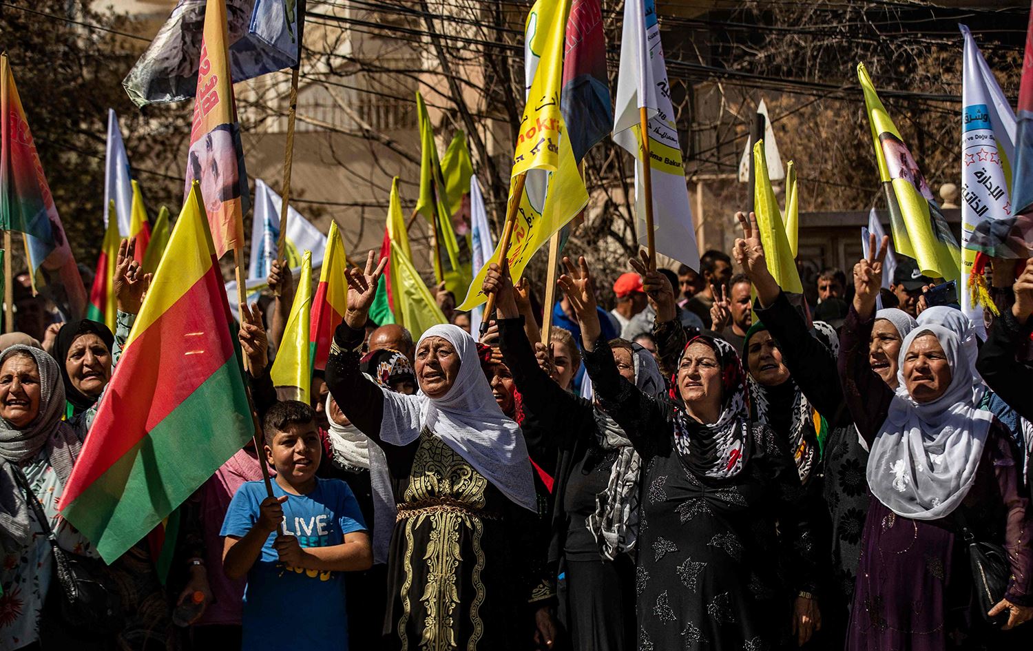 Xwenîşandana li Qamişloyê / Wêne: Delîl Silêman (AFP)