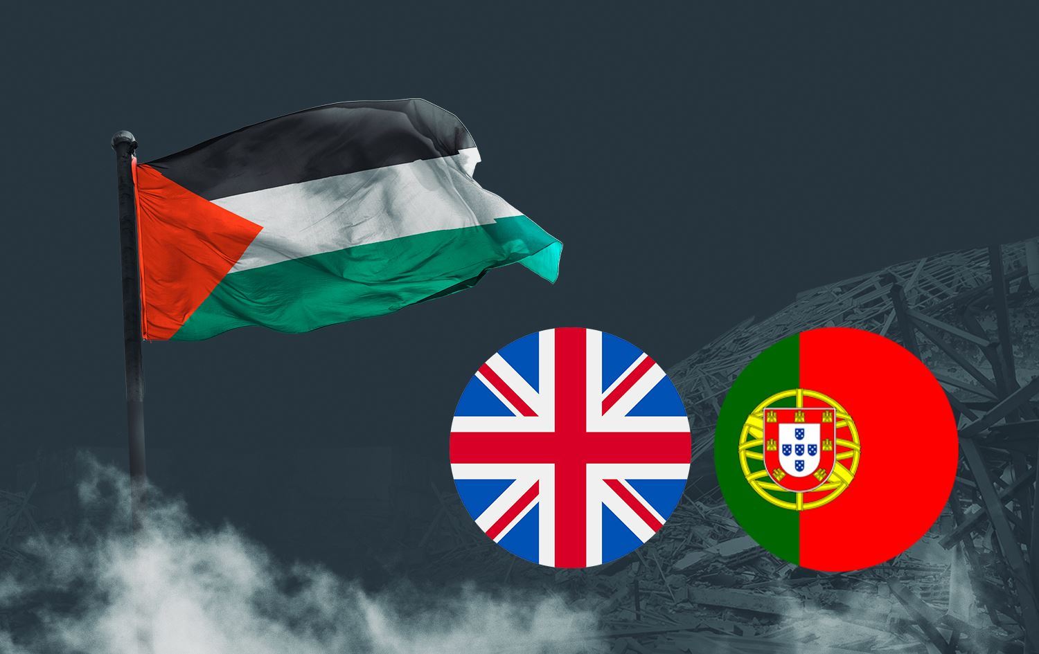 alayên Filistîn, Brîtanya û Portugalê/Wêne: Rûdaw Grafîk