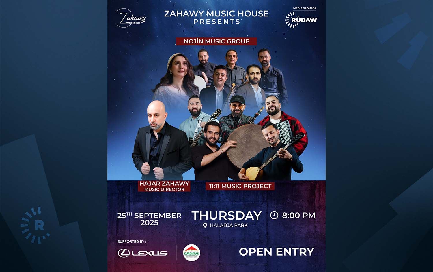 پۆستەری کۆنسێرتی ماڵی میوزیکیی زەهاوی لە هەڵەبجە