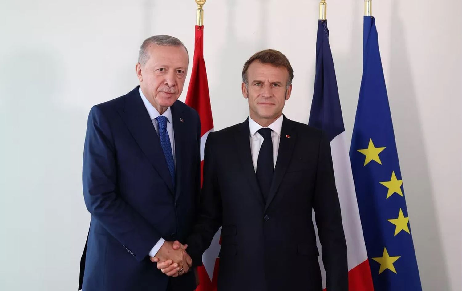 Türkiye Cumhurbaşkanı Recep Tayyip Erdoğan ve  Fransa Cumhurbaşkanı Emmanuel Macron