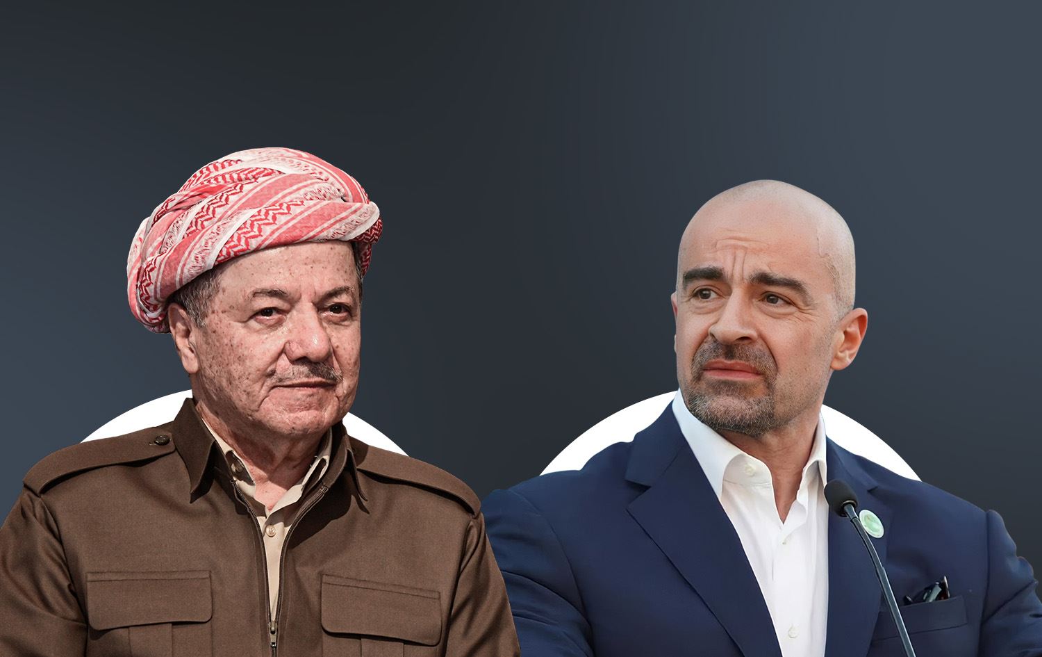 Serok Mesûd Barzanî û Bafil Talebanî\ Wêne: Rûdaw Grafîk