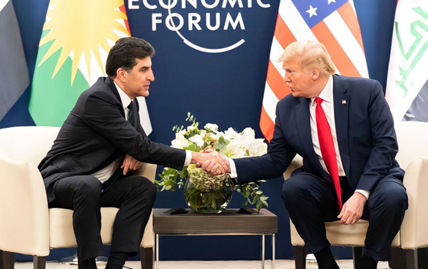 Nêçîrvan Barzanî û Donald Trump sala 2020î li Davosê civiyabûn / Wêne: Arşîv 
