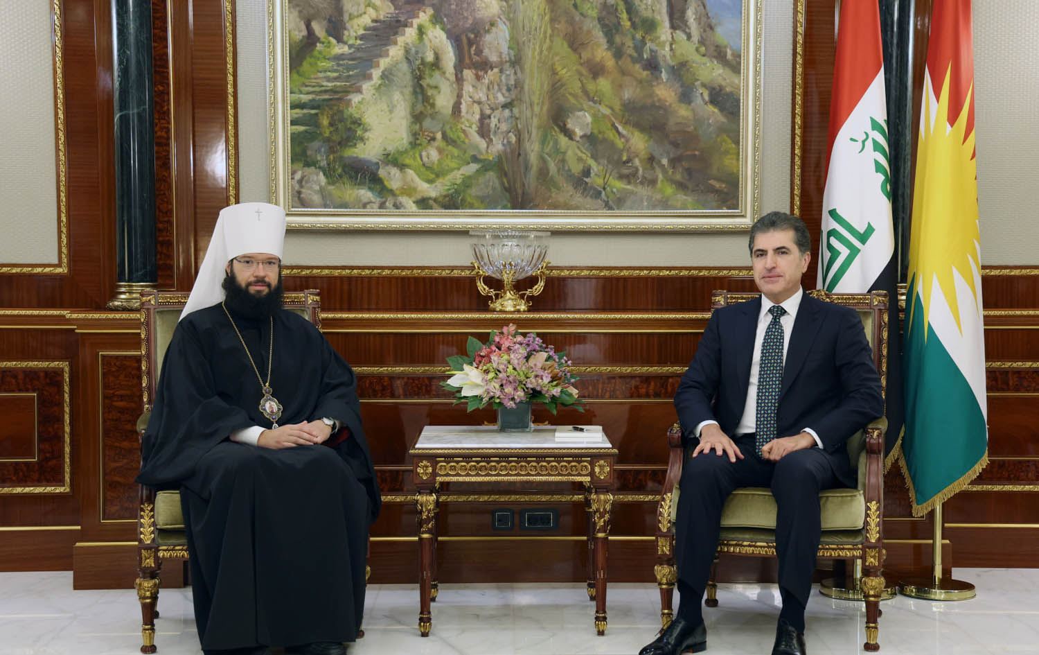 Kürdistan Bölgesi Başkanı Neçirvan Barzani ve Rus Ortodoks Kilisesi'nden Metropolit Antony