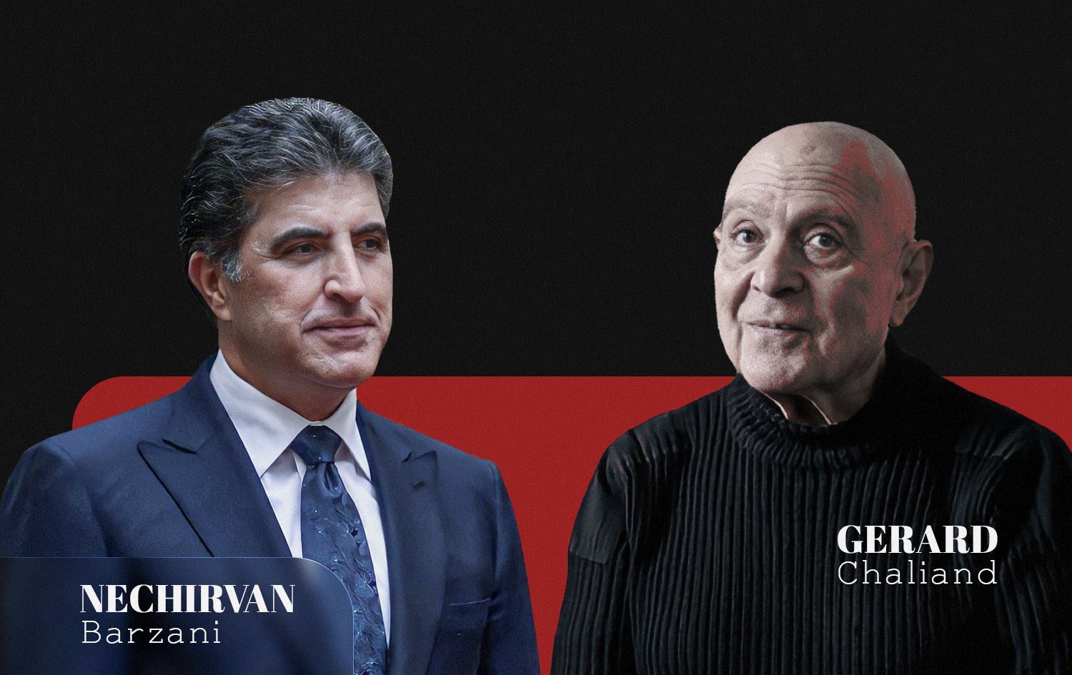Nêçîrvan Barzanî û Gerard Chaliand / Wêne: Rûdaw Grafîk