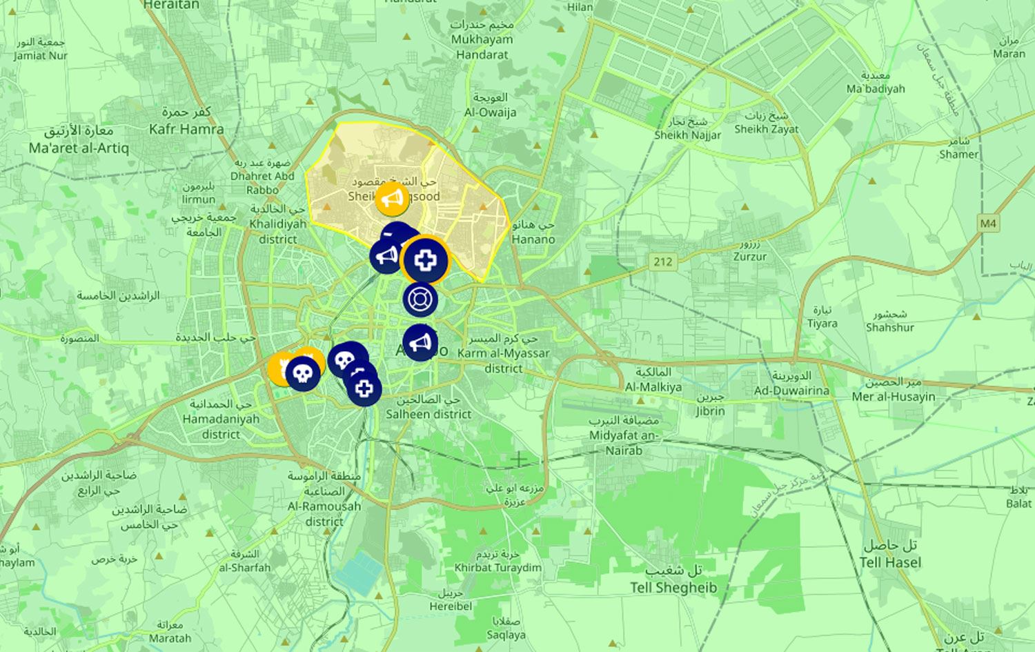 Rewşa li ser nexşeya zindî / Wêne: Ji ber nexşeya "Syria Live Map - Liveuamap"ê