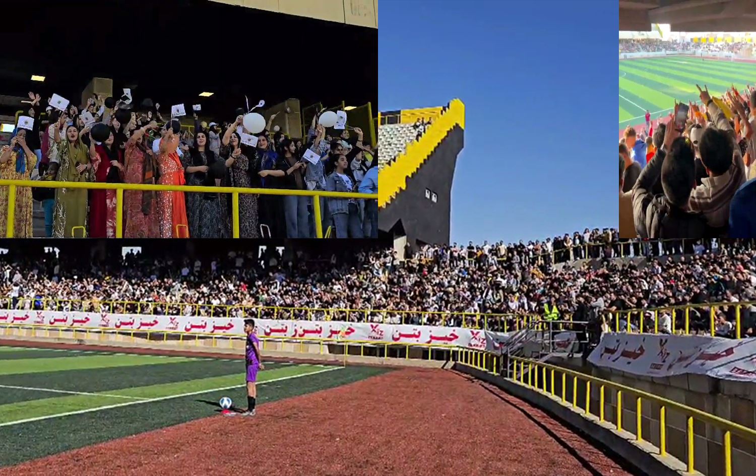 Alîgirên Kurd û Azerî yên li stadyumê /Wêne: Ji vîdeoyê