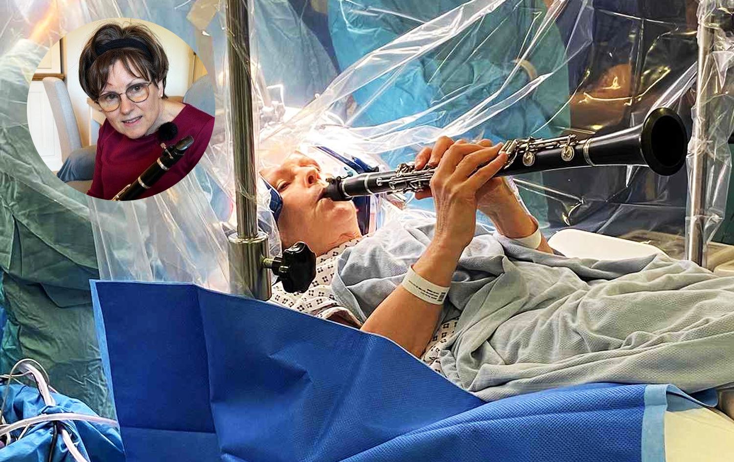 ڤیدیۆ؛ لە بەریتانیا هونەرمەندێک لەکاتی نەشتەرگەریی مێشکیدا، میوزیک دەژەنێت