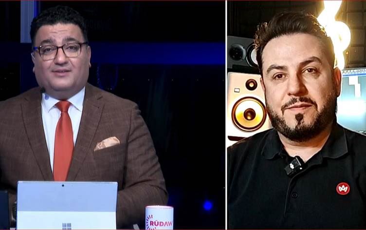 Hêmin Heme Salih (solda) Rûdaw TV’de yayınlanan "Diyaspora" programına katıldı. 