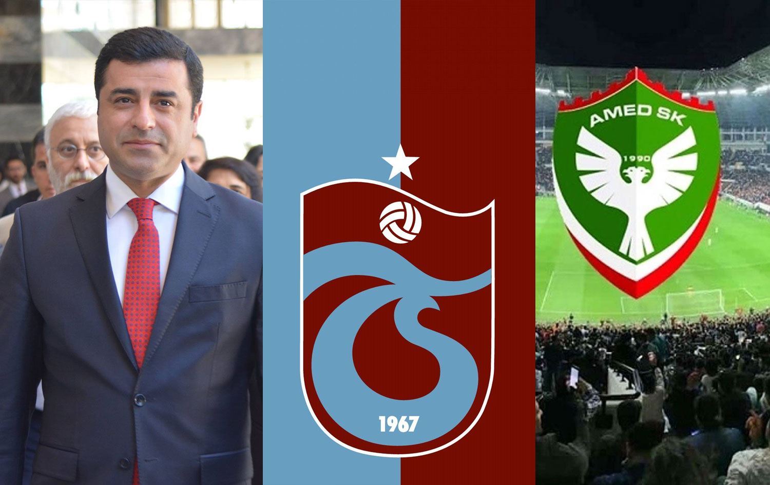 Demîrtaş û logoyên Trabzonspor û Amedsporê / Wêne: Rûdaw Grafîk