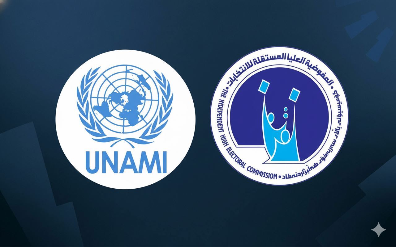 Birleşmiş Milletler Irak Yardım Misyonu’nun (UNAMI) ve Irak Bağımsız Yüksek Seçim Komiyonu amblemi