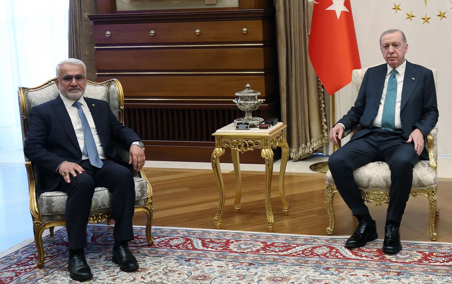 Erdogan bi Serokê Giştî yê HUDA PARê re civiya / Wêne: AA