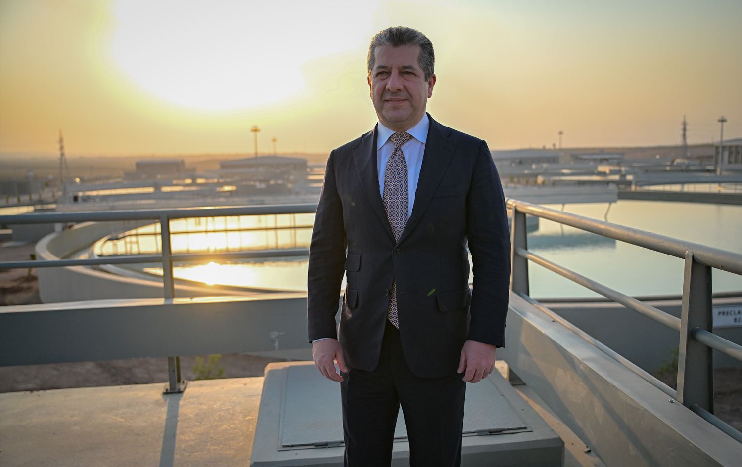 مەسرور بارزانی لەکاتی کردنەوەی هێڵی دووەمی پڕۆژەی فریاگوزاریی ئاوی هەولێر