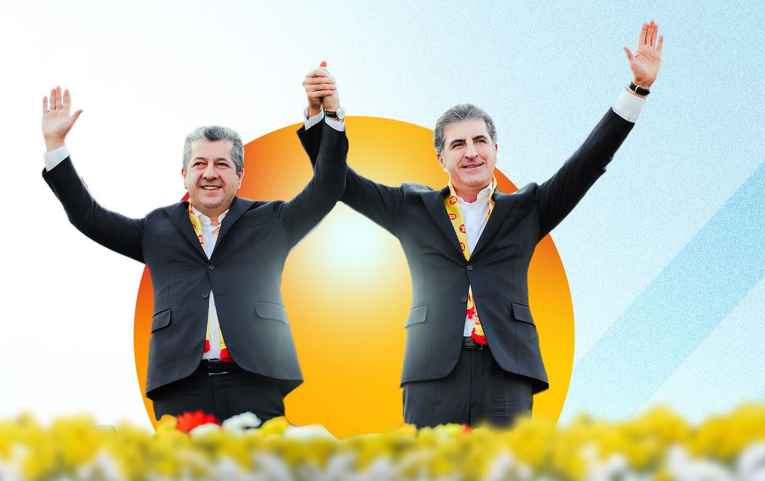 Mesrûr Barzanî û Nêçîrvan Barzanî\ Wêne: Rûdaw Grafîk