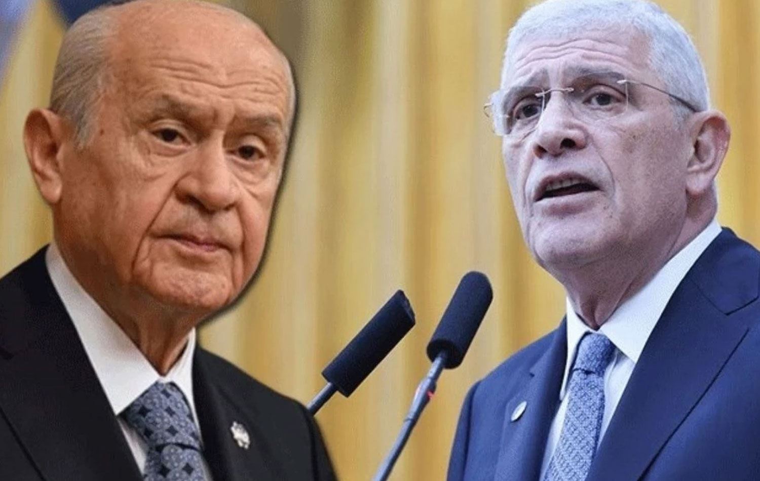 Devlet Bahçeli (Solda) ve Müsavat Dervişoğlu
